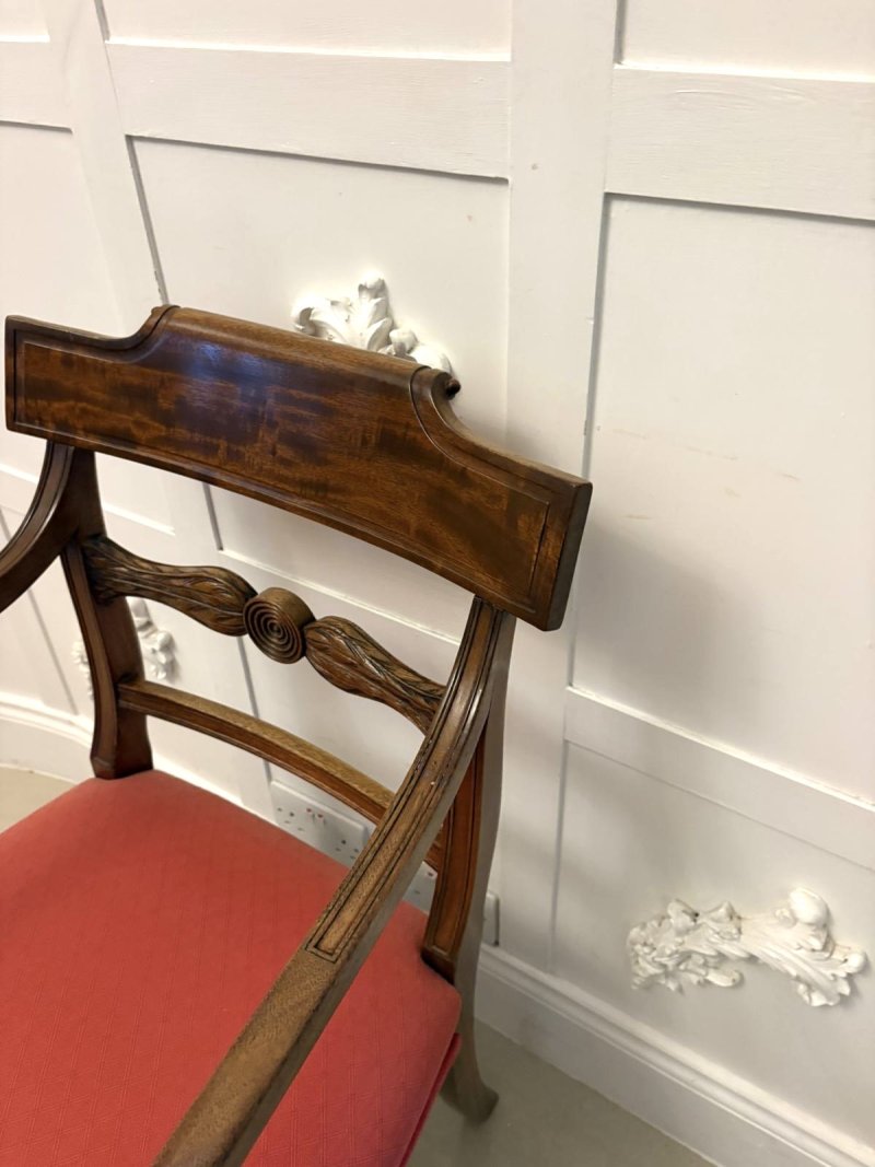 Antique Regency Set of 12 Mahogany Dining Chairs Including 2 Carvers - Image 15